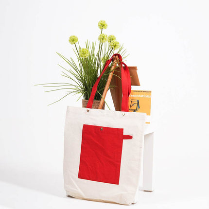 Bold Red Canvas Tote Bag - HASHTACK