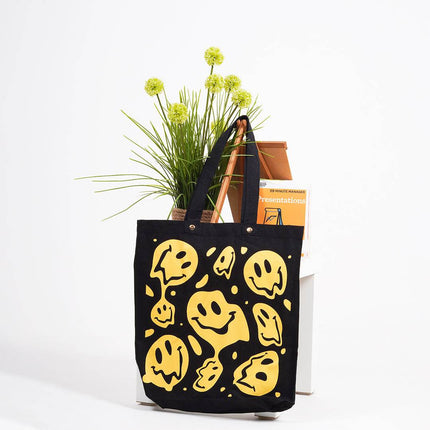 Smiley Canvas Tote Bag - HASHTACK
