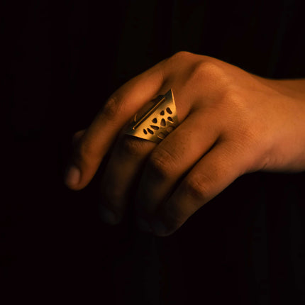 Bold Aura Adjustable Brass Ring