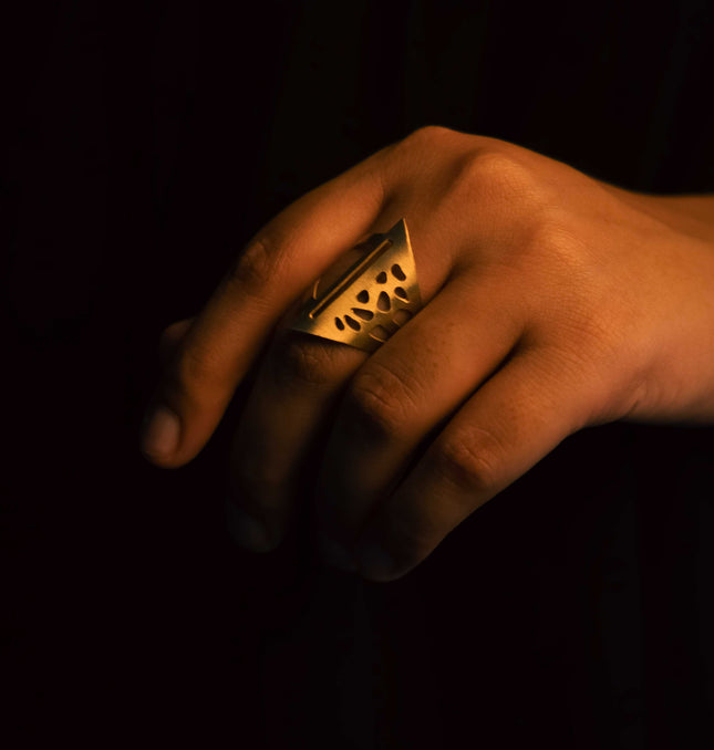 Bold Aura Adjustable Brass Ring