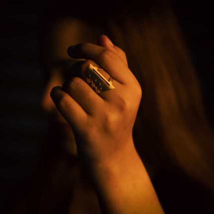 Bold Aura Adjustable Brass Ring