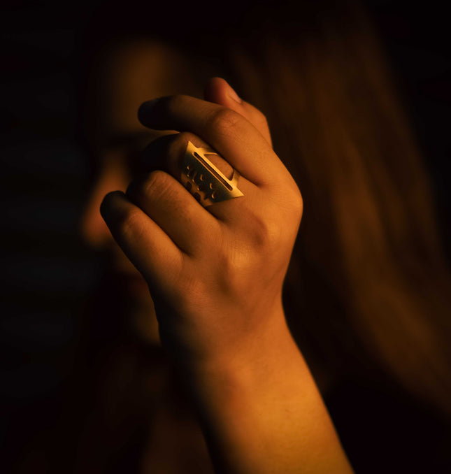 Bold Aura Adjustable Brass Ring