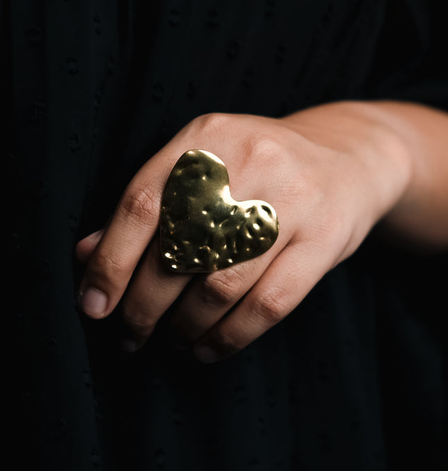 Dainty Heart Gold Adjustable Ring