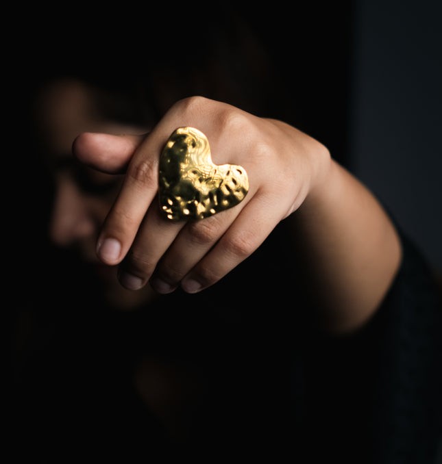Dainty Heart Gold Adjustable Ring