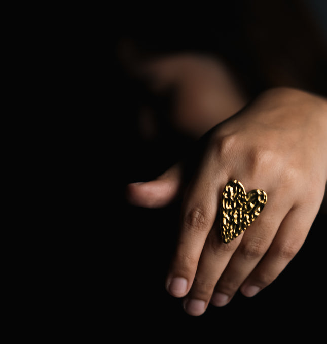 Glossy Heart Adjustable Ring