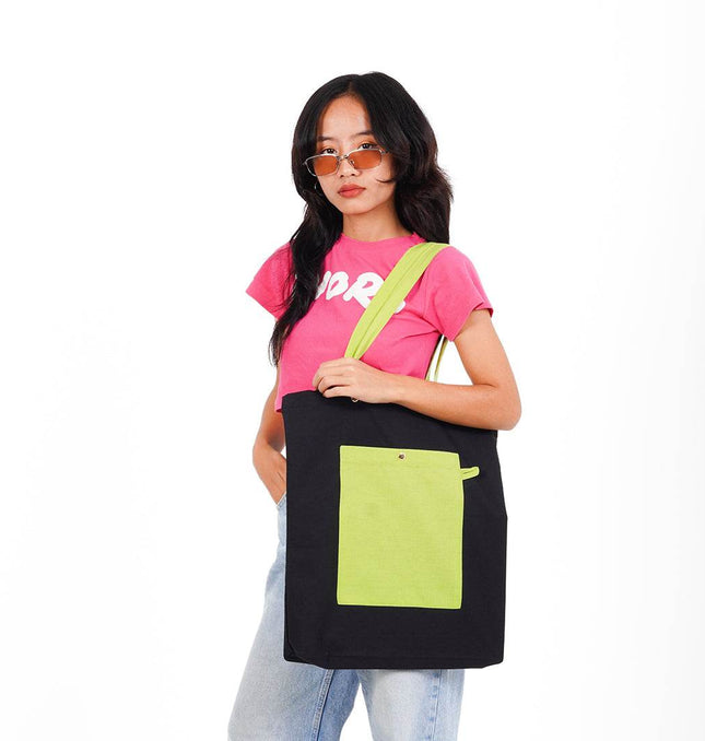 Eco carry Black Canvas Tote Bag - HASHTACK