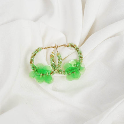 Emerald Bloom Hoop Earrings - HASHTACK