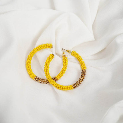 Golden Yellow Beaded Hoop - HASHTACK