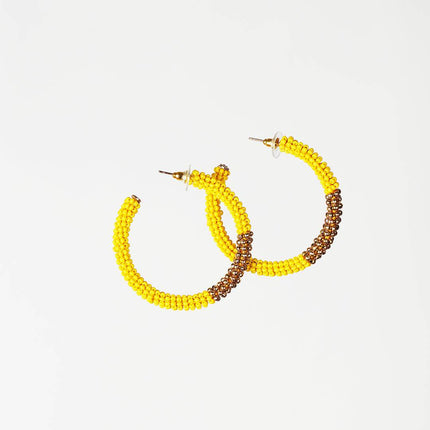 Golden Yellow Beaded Hoop - HASHTACK