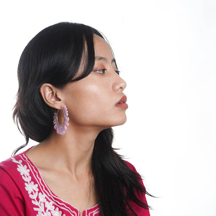 Pink Sunrise Beaded Hoops - HASHTACK