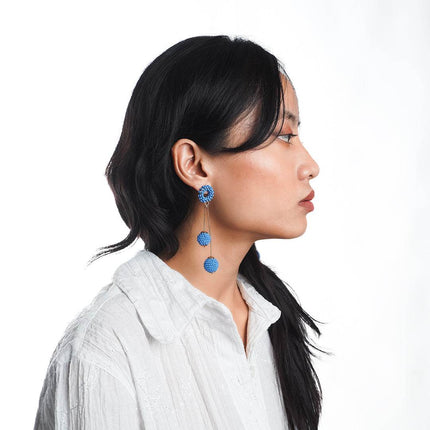 Nautical Navy Hoops drop earrings - HASHTACK