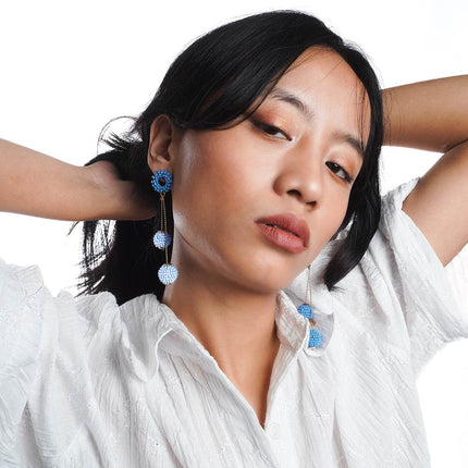 Nautical Navy Hoops drop earrings - HASHTACK