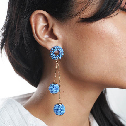 Nautical Navy Hoops drop earrings - HASHTACK