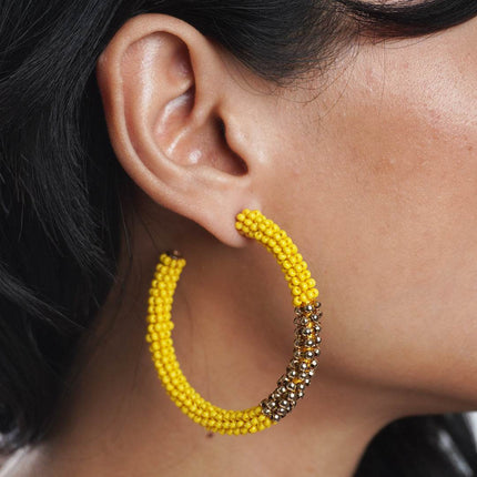 Golden Yellow Beaded Hoop - HASHTACK