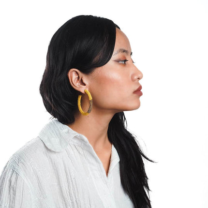 Golden Yellow Beaded Hoop - HASHTACK