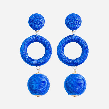 Blue Cord Triple Dangle Earrings - HASHTACK