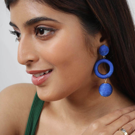 Blue Cord Triple Dangle Earrings - HASHTACK