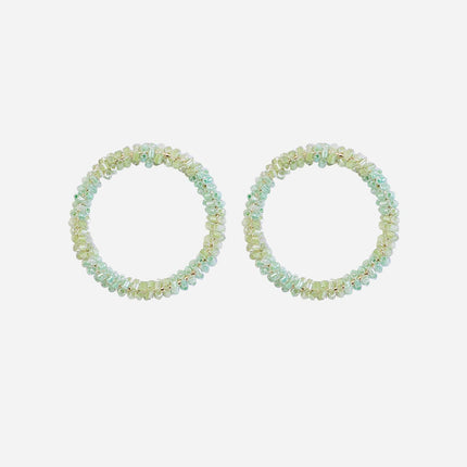 Green 2 Tone Cutdana Hoop Earrings - HASHTACK