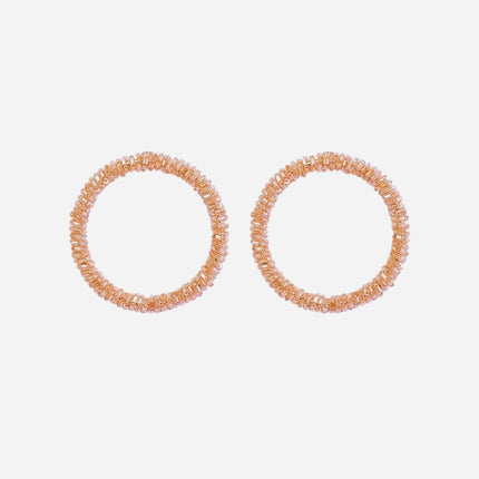 Orange 2 Tone Cutdana Hoop Earrings - HASHTACK