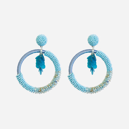 Sky Blue Beaded Bunch Hoops - HASHTACK