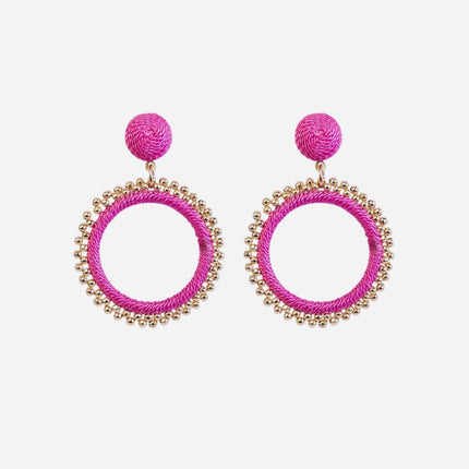 Pink Beaded Sun Hoops - HASHTACK