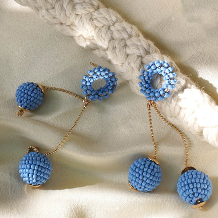 Nautical Navy Hoops drop earrings - HASHTACK