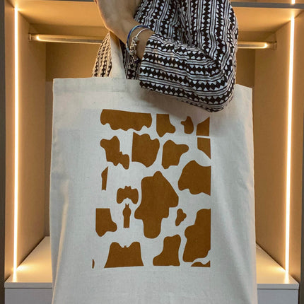Giraffe Printed Canvas Tote Bag - HASHTACK