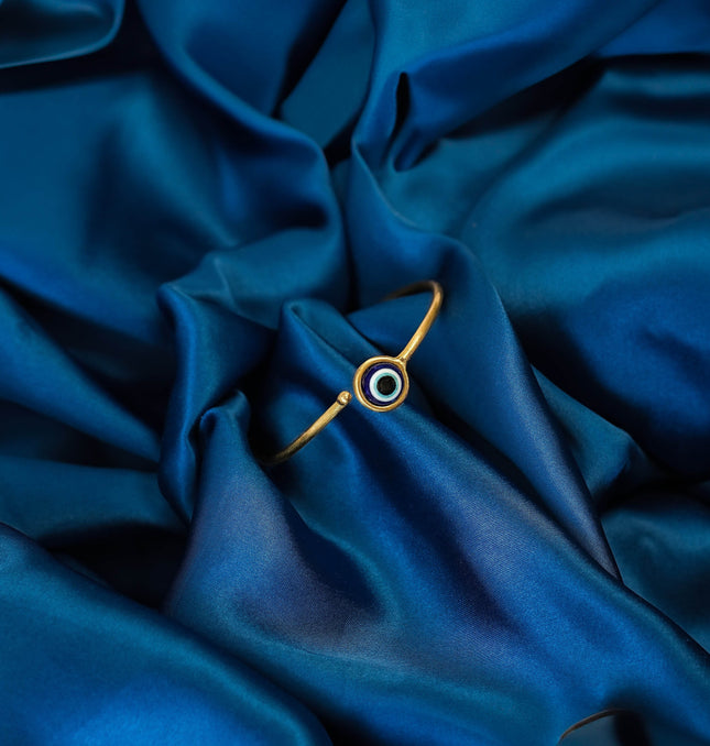 Evil Eye Aura Brass Adjustable Cuff - HASHTACK