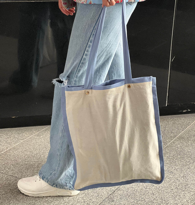 Blue Liner Canvas Tote Bag - HASHTACK