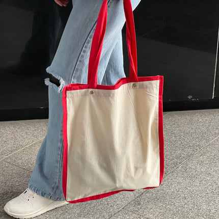 Red Liner Canvas Tote Bag - HASHTACK
