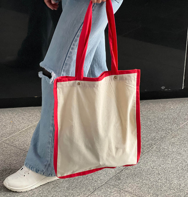 Red Liner Canvas Tote Bag - HASHTACK