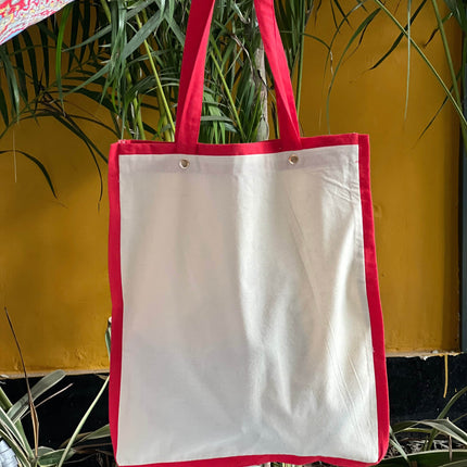 Red Liner Canvas Tote Bag - HASHTACK