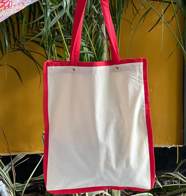 Red Liner Canvas Tote Bag - HASHTACK