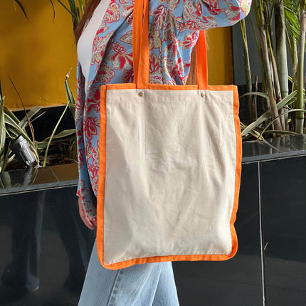 Orange Liner Canvas Tote Bag - HASHTACK