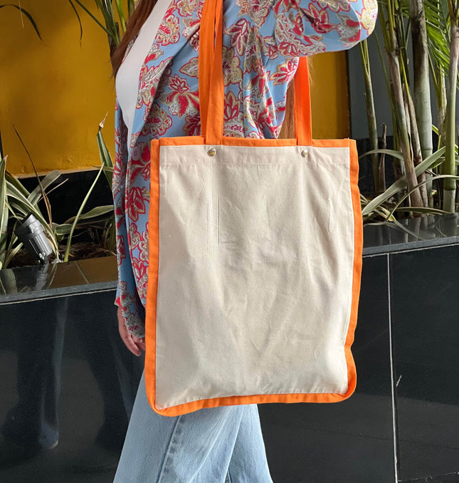 Orange Liner Canvas Tote Bag - HASHTACK