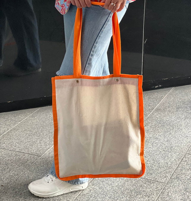 Orange Liner Canvas Tote Bag - HASHTACK