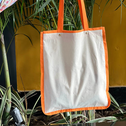 Orange Liner Canvas Tote Bag - HASHTACK