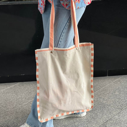 Striped Liner Canvas Tote Bag - HASHTACK