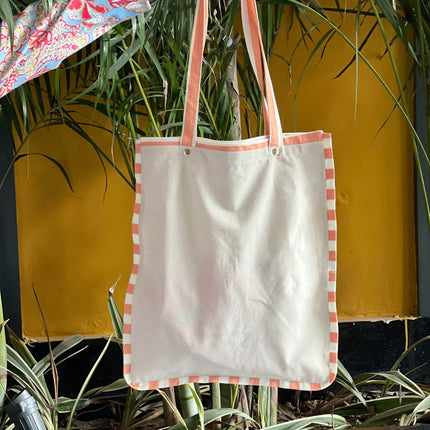 Striped Liner Canvas Tote Bag - HASHTACK