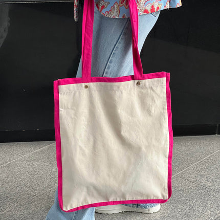 Pink Liner Canvas Tote Bag - HASHTACK