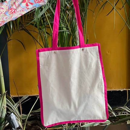 Pink Liner Canvas Tote Bag - HASHTACK