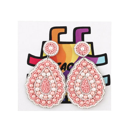 Blush Pink & White Pearl Drop Flower Earrings - HASHTACK