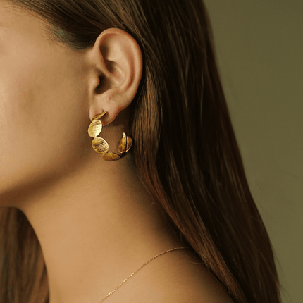 Modern Geometric Gold Brass Hoop Earrings - HASHTACK
