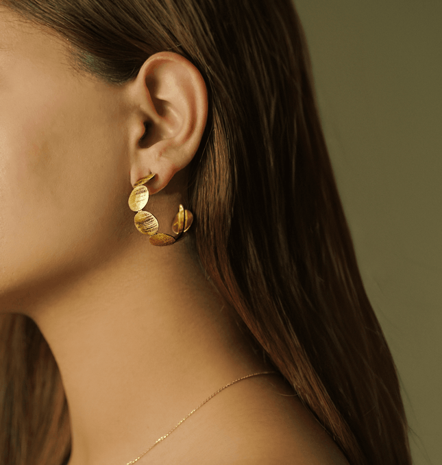 Modern Geometric Gold Brass Hoop Earrings - HASHTACK