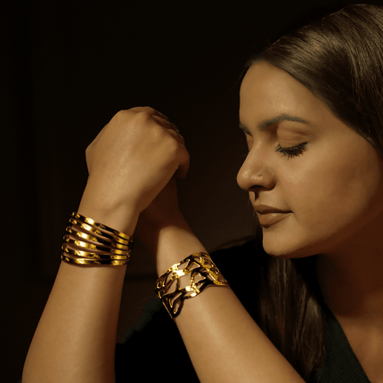 Brass Multi Layer Golden Cuff - HASHTACK