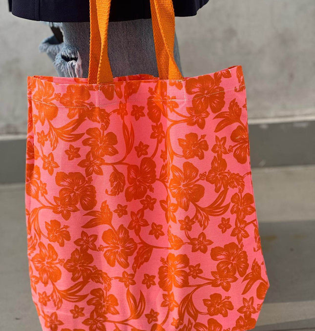 Orange Blossom Chic Canvas Tote Bag - HASHTACK