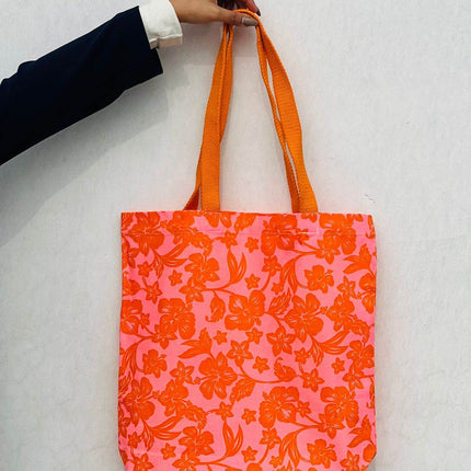 Orange Blossom Chic Canvas Tote Bag - HASHTACK