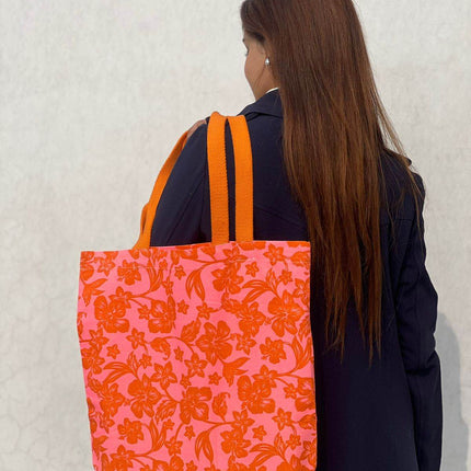 Orange Blossom Chic Canvas Tote Bag - HASHTACK