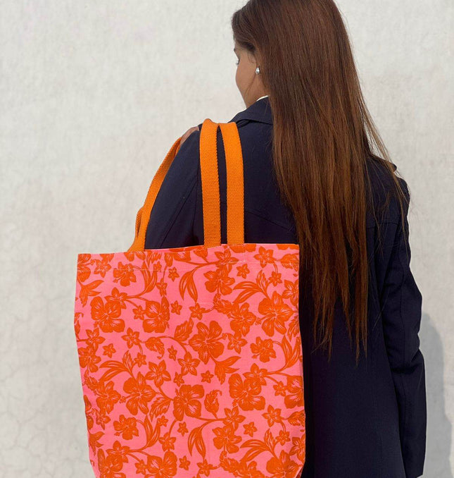 Orange Blossom Chic Canvas Tote Bag - HASHTACK