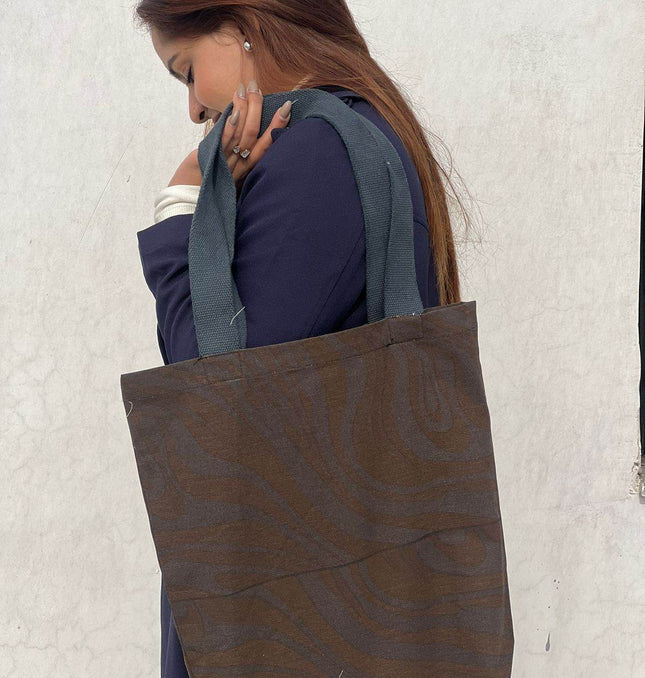 Coffee Swirl Canvas Tote Bag - HASHTACK